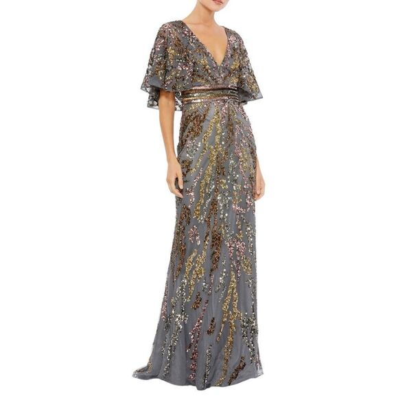 MAC DUGGAL Women’s Sequin Flutter Sleeve Evening Dress in the Size 10 - Picture 2 of 15